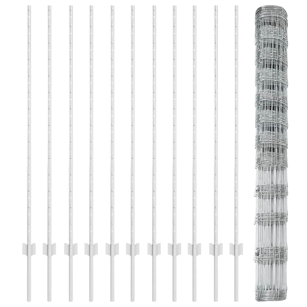 Vild hegn med stolper 25 x 1,4 m (B x H)