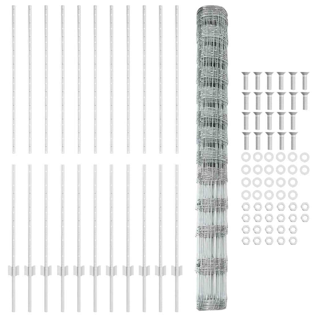 Vild hegn med stolper 25 x 1,5 m (B x H)