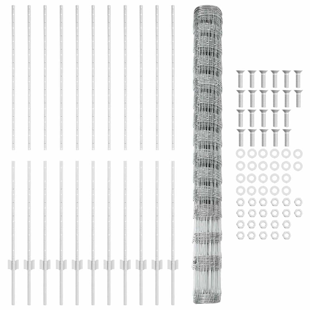 Vild hegn med stolper 25 x 1,6 m (B x H)