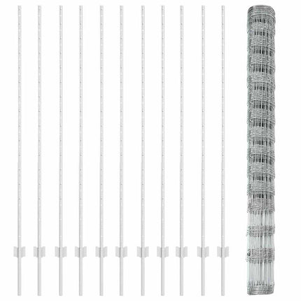 Udendørs Vildt Hegn med Stolper 25 x 1,6 m Sølv Mesh