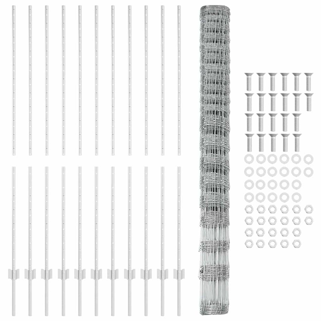 Vild hegn med stolper 25 x 1,6 m (B x H)
