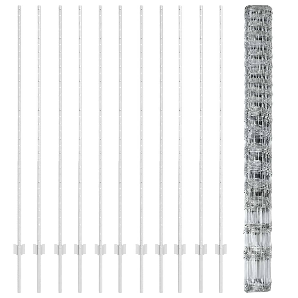 Vild hegn med stolper 25 x 1,6 m (B x H)