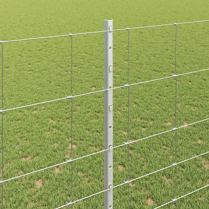 Udendørs Vildt Hegn med Stolper 25 x 1,6 m Sølv Mesh