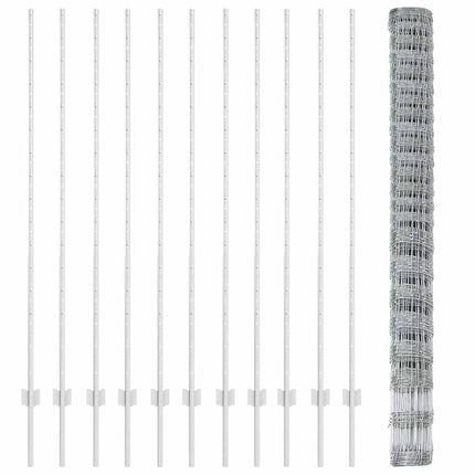 Udendørs Vildt Hegn med Stolper 25 x 1,6 m Sølv Mesh