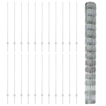 Udendørs Vildt Hegn med Stolper 50 x 1,4 m Sølv Mesh
