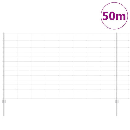 Udendørs Vildt Hegn med Stolper 50 x 1,4 m Sølv Mesh
