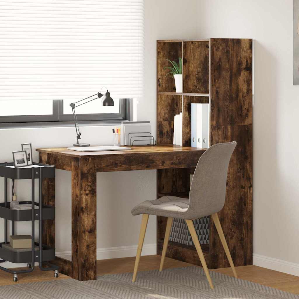 Bord med hylde Røget eg 122 x 67 x 145 cm Konstrueret træ
