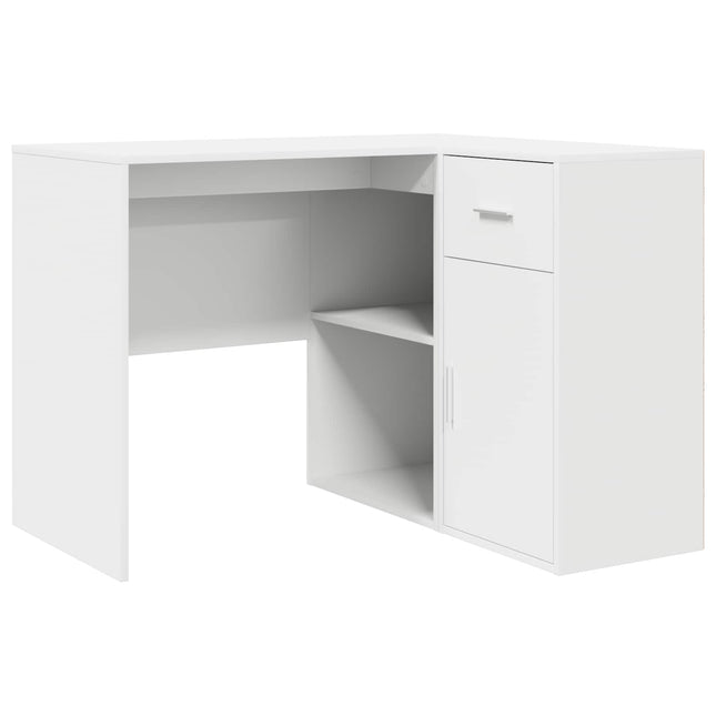 Hjørneskrivebord med skuffe med hylde Hvid 102 x 88 x 75 cm
