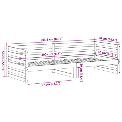 dagseng uden madras 80x200 cm massivt træ fyrretræ