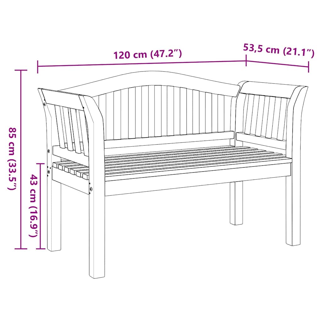 bænk Brun 120 x 53,5 x 85 cm Massivt teaktræ