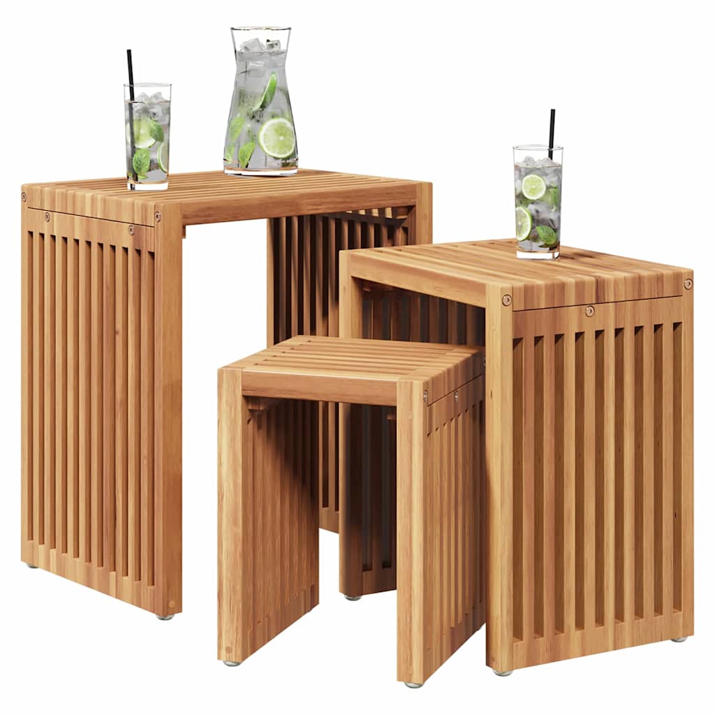 Have Side Bord 3 pcs Brun 33 x 44,5 x 51 cm Massiv Teaktræ