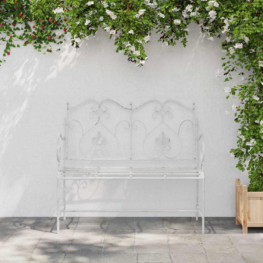 Havebænk Antik hvid 104 x 54 x 93 cm Stål