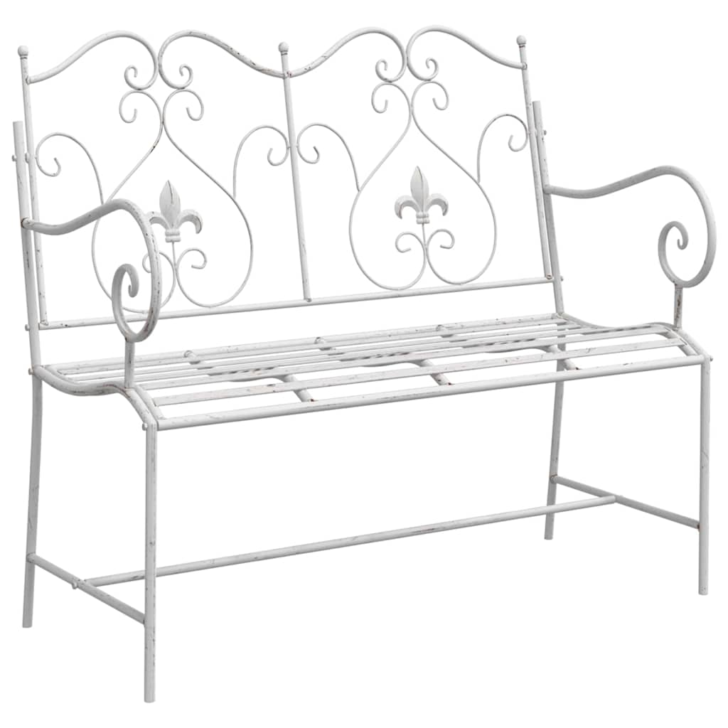 Havebænk Antik hvid 104 x 54 x 93 cm Stål