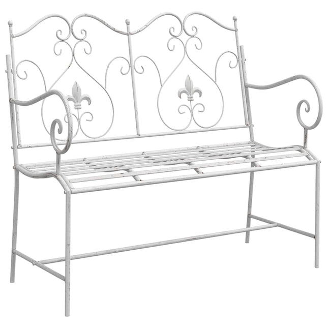 Havebænk Antik hvid 104 x 54 x 93 cm Stål