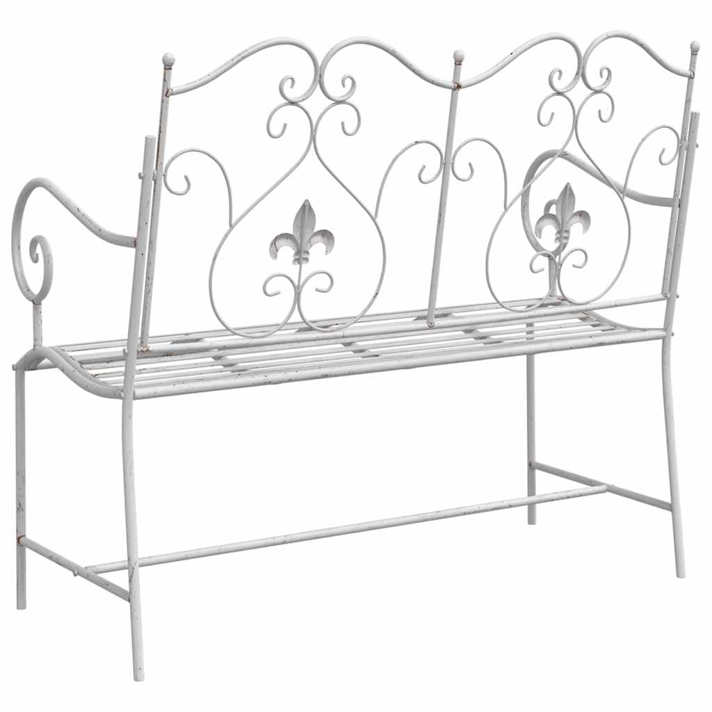 Havebænk Antik hvid 104 x 54 x 93 cm Stål