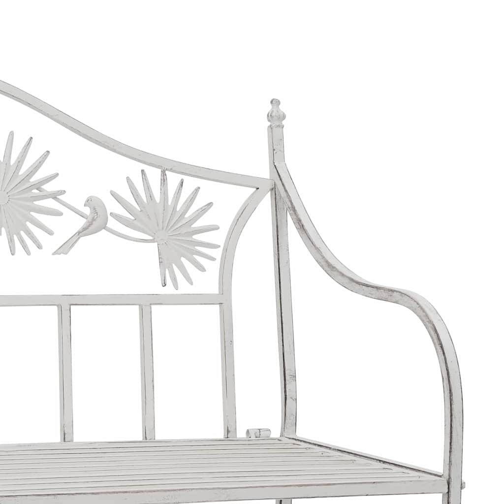 Havebænk Antik hvid 104 x 52,5 x 89 cm Stål
