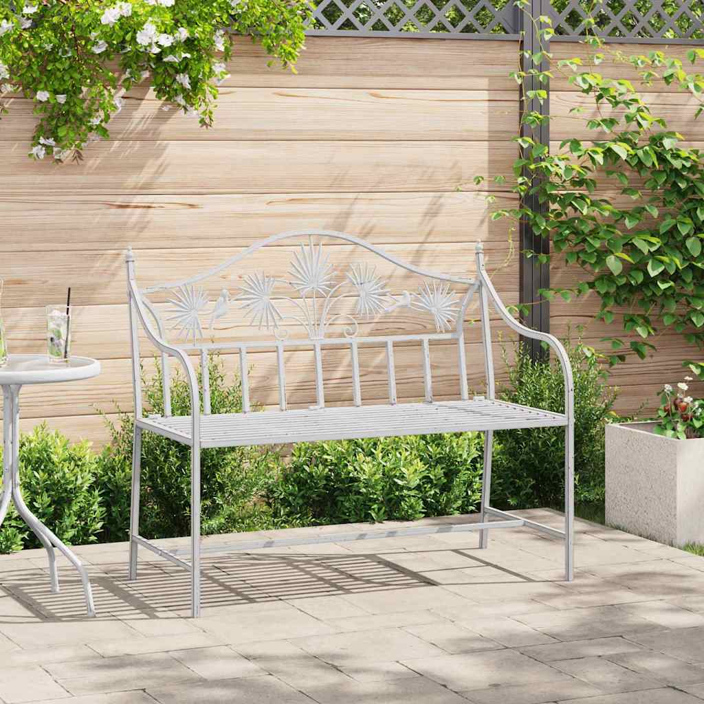 Havebænk Antik hvid 104 x 52,5 x 89 cm Stål