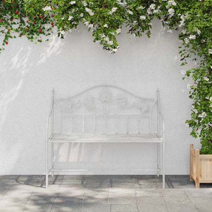 Havebænk Antik hvid 104 x 52,5 x 89 cm Stål