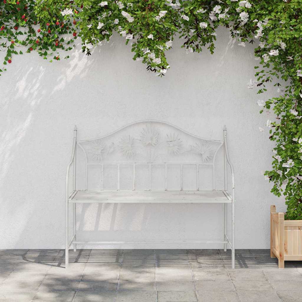 Havebænk Antik hvid 104 x 52,5 x 89 cm Stål