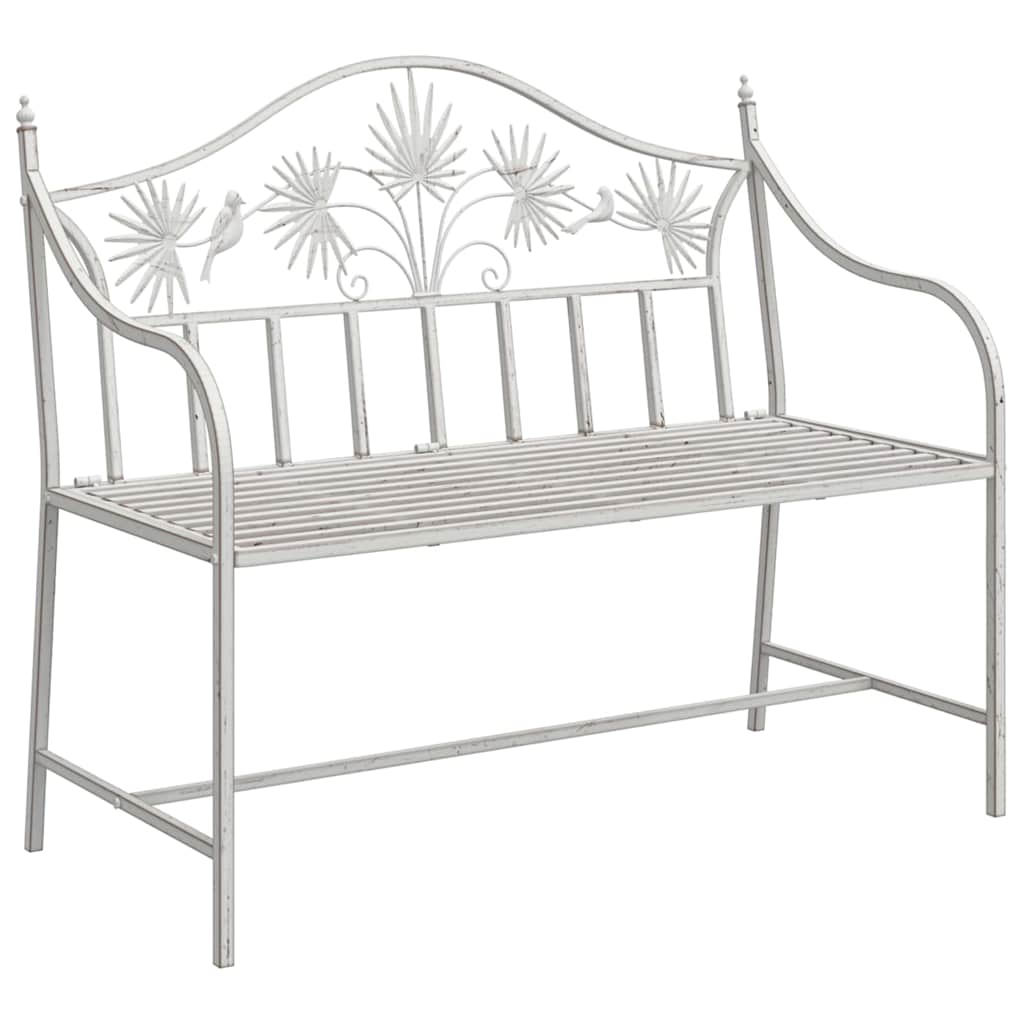 Havebænk Antik hvid 104 x 52,5 x 89 cm Stål