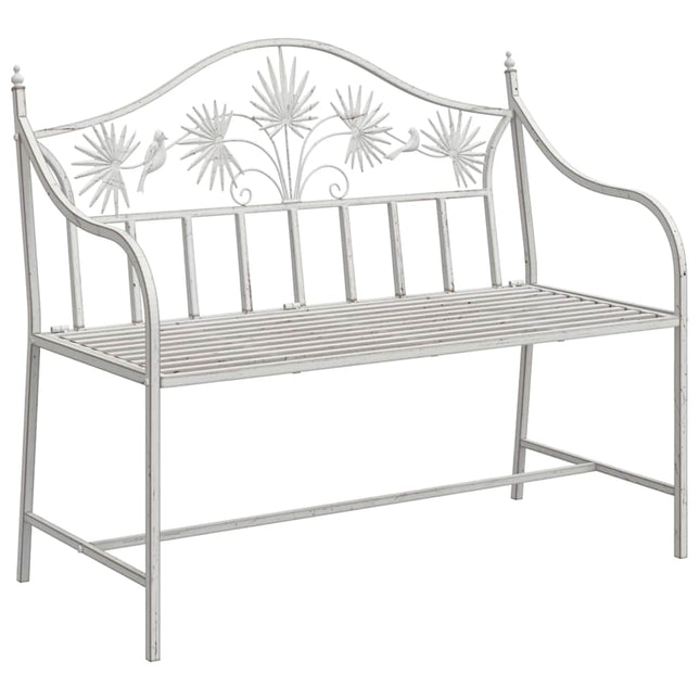 Havebænk Antik hvid 104 x 52,5 x 89 cm Stål
