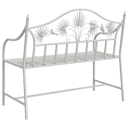 Havebænk Antik hvid 104 x 52,5 x 89 cm Stål