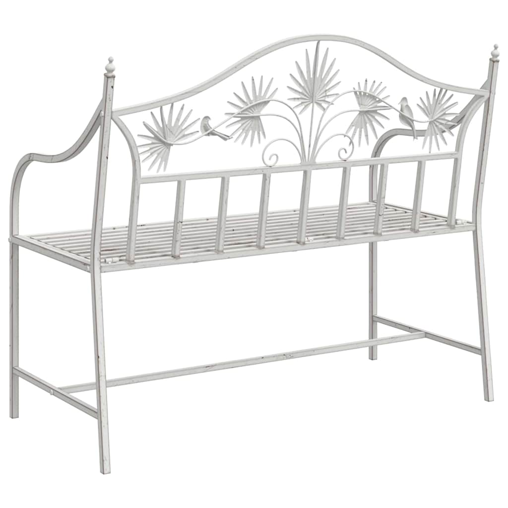 Havebænk Antik hvid 104 x 52,5 x 89 cm Stål
