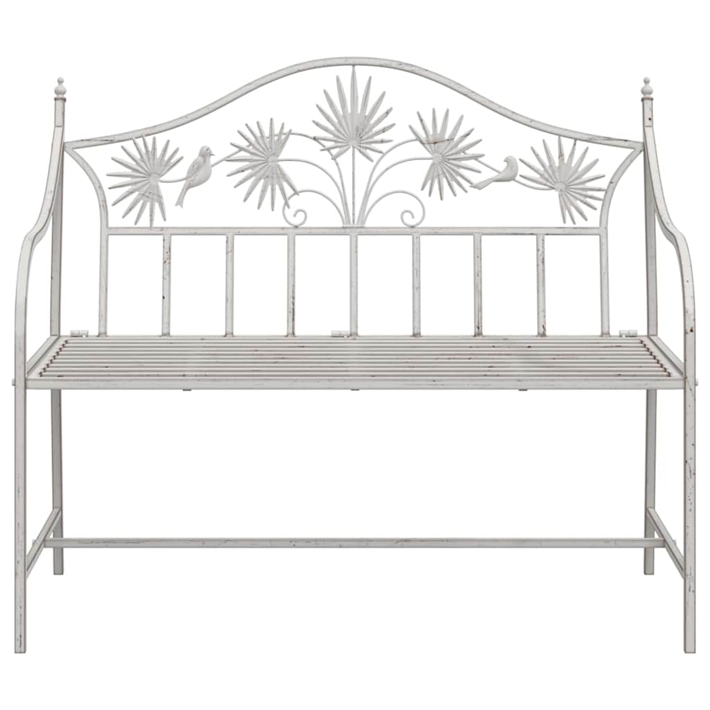 Havebænk Antik hvid 104 x 52,5 x 89 cm Stål