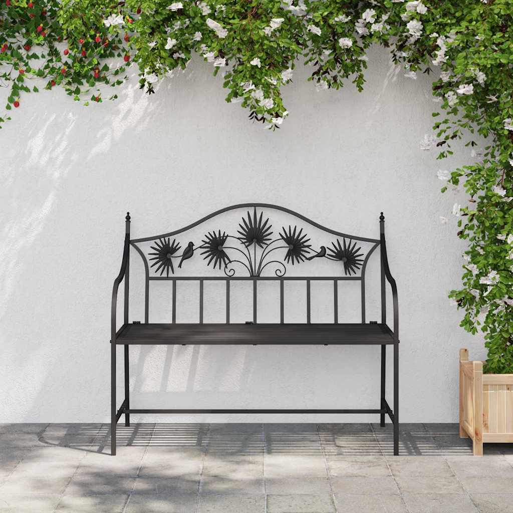 Havebænk Sort 104 x 52,5 x 89 cm Stål