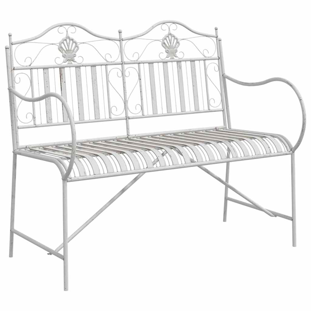 Havebænk Antik hvid 103,5 x 59 x 89 cm Stål