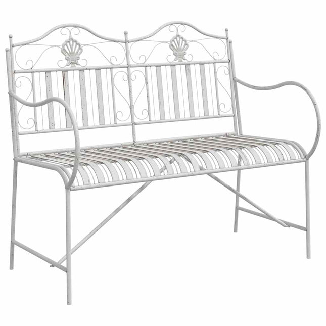 Havebænk Antik hvid 103,5 x 59 x 89 cm Stål