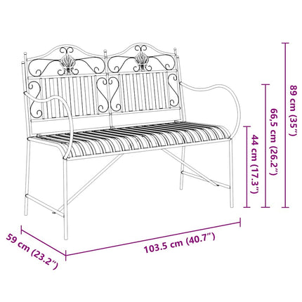 Havebænk Antik hvid 103,5 x 59 x 89 cm Stål
