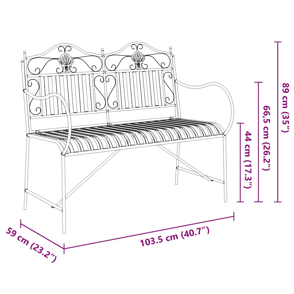 Havebænk Antik hvid 103,5 x 59 x 89 cm Stål