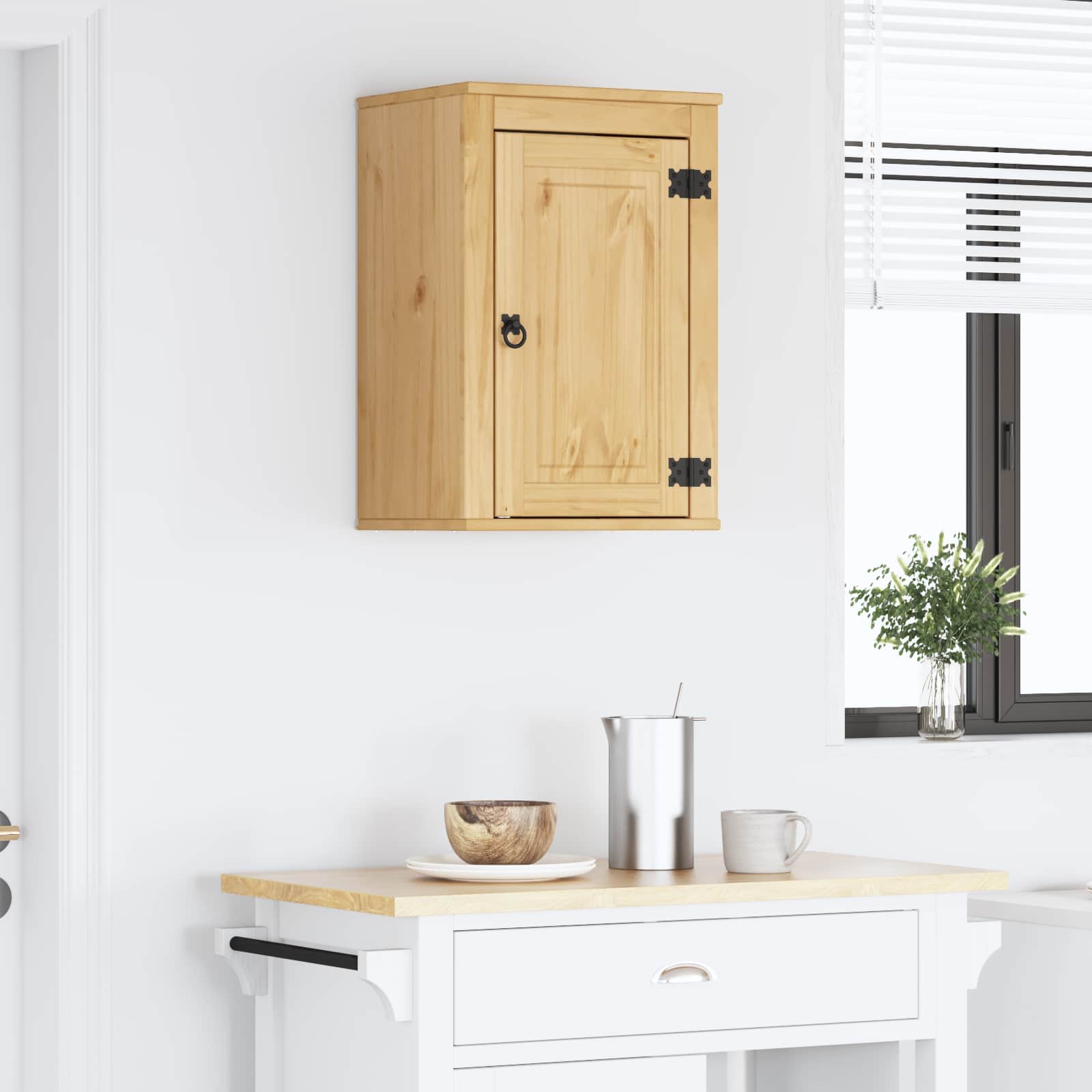 Kabinet med hylde Honning 60 x 32 x 40 cm Massiv fyrretræ