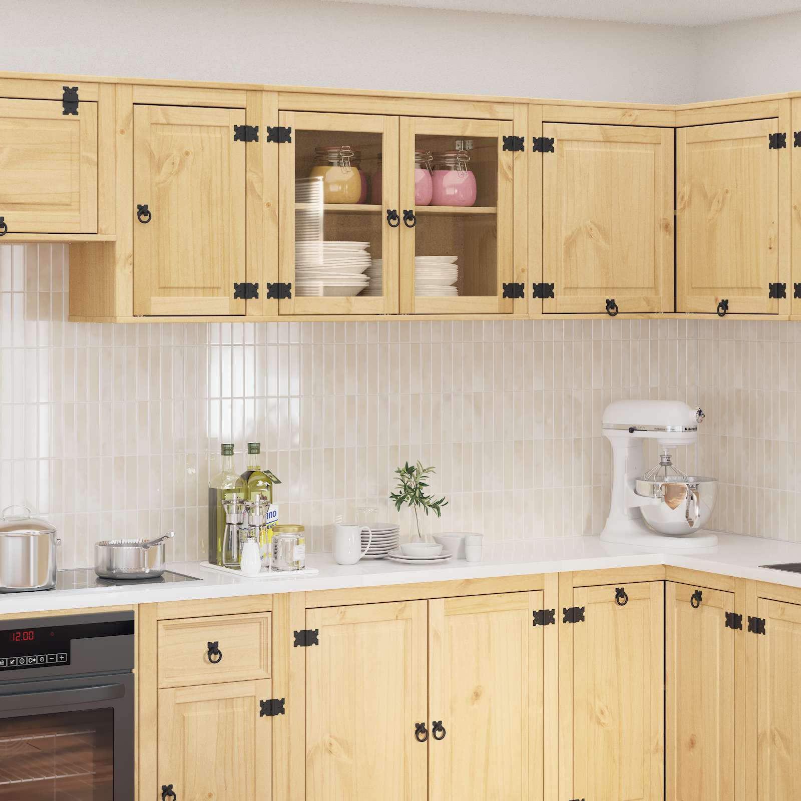 Kabinet med hylde Honning 60 x 32 x 40 cm Massiv fyrretræ