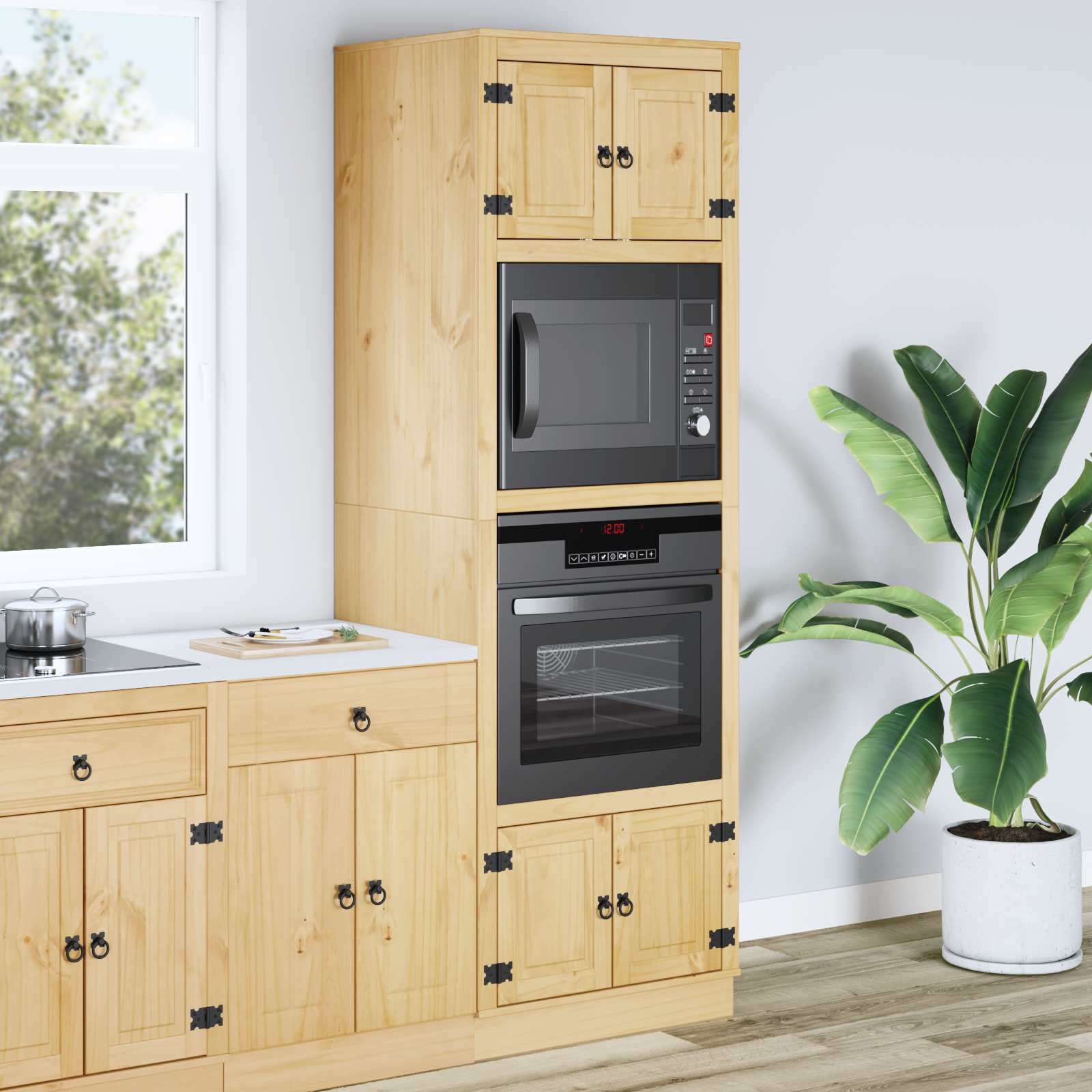 Kabinet med hylde Honning 66 x 58 x 207 cm Massiv fyrretræ