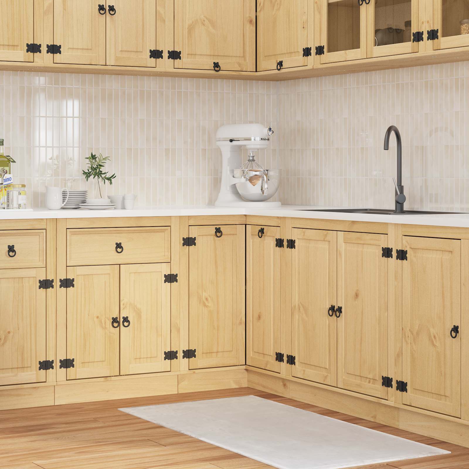 Kabinet med hylde Honning 60 x 32 x 40 cm Massiv fyrretræ