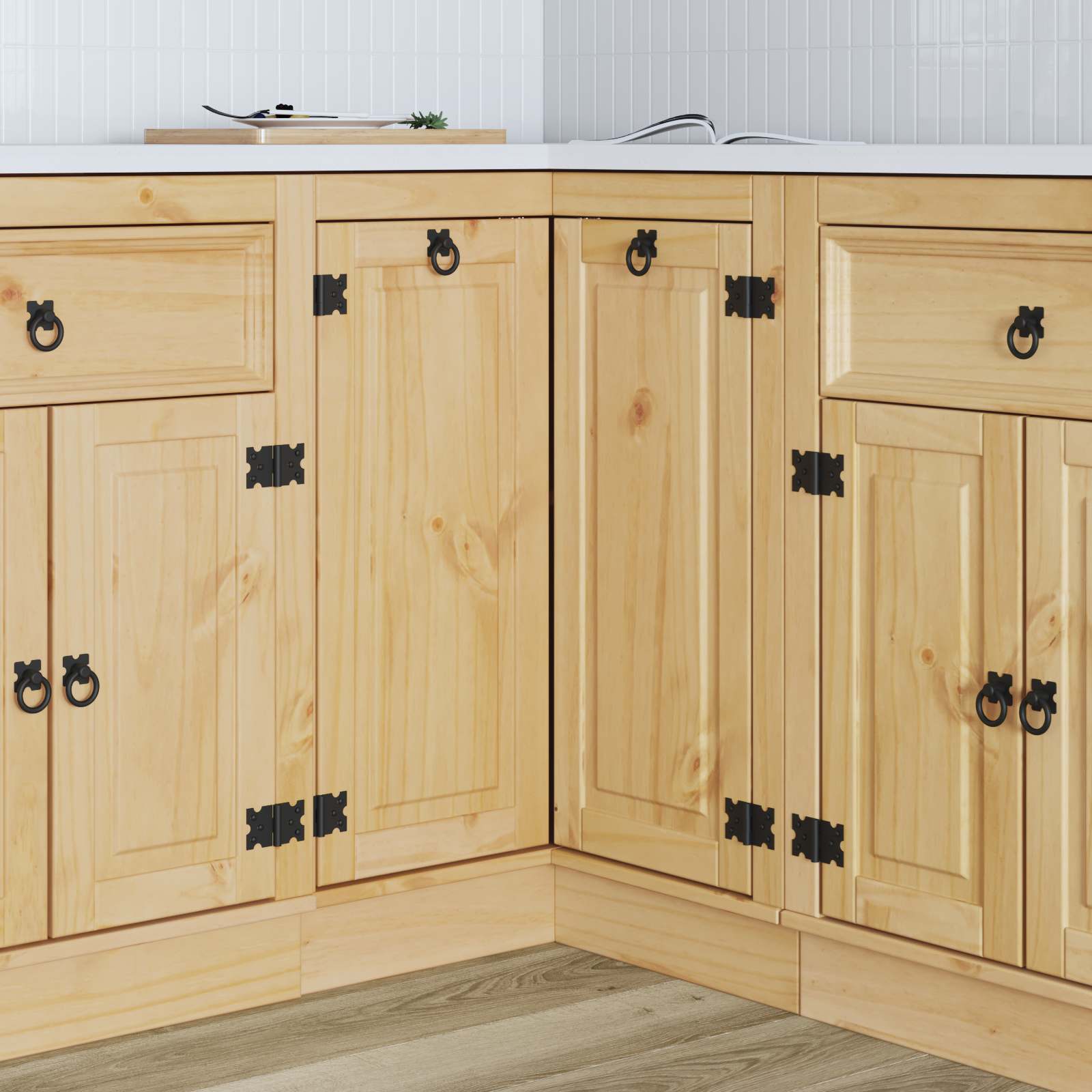 Kabinet med hylde Honning 60 x 32 x 40 cm Massiv fyrretræ