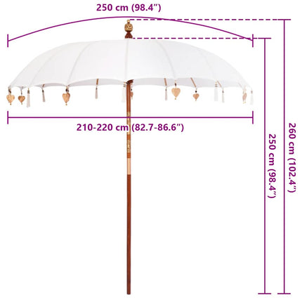 Balinesisk Parasol Creme 220 x 220 x 260 cm