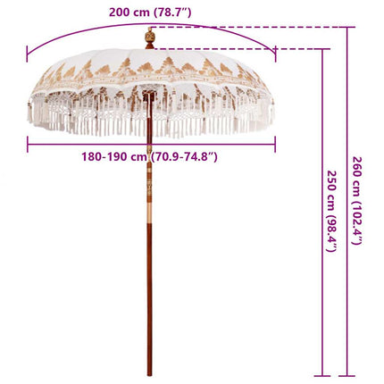 Balinesisk Parasol Creme 190 x 190 x 260 cm
