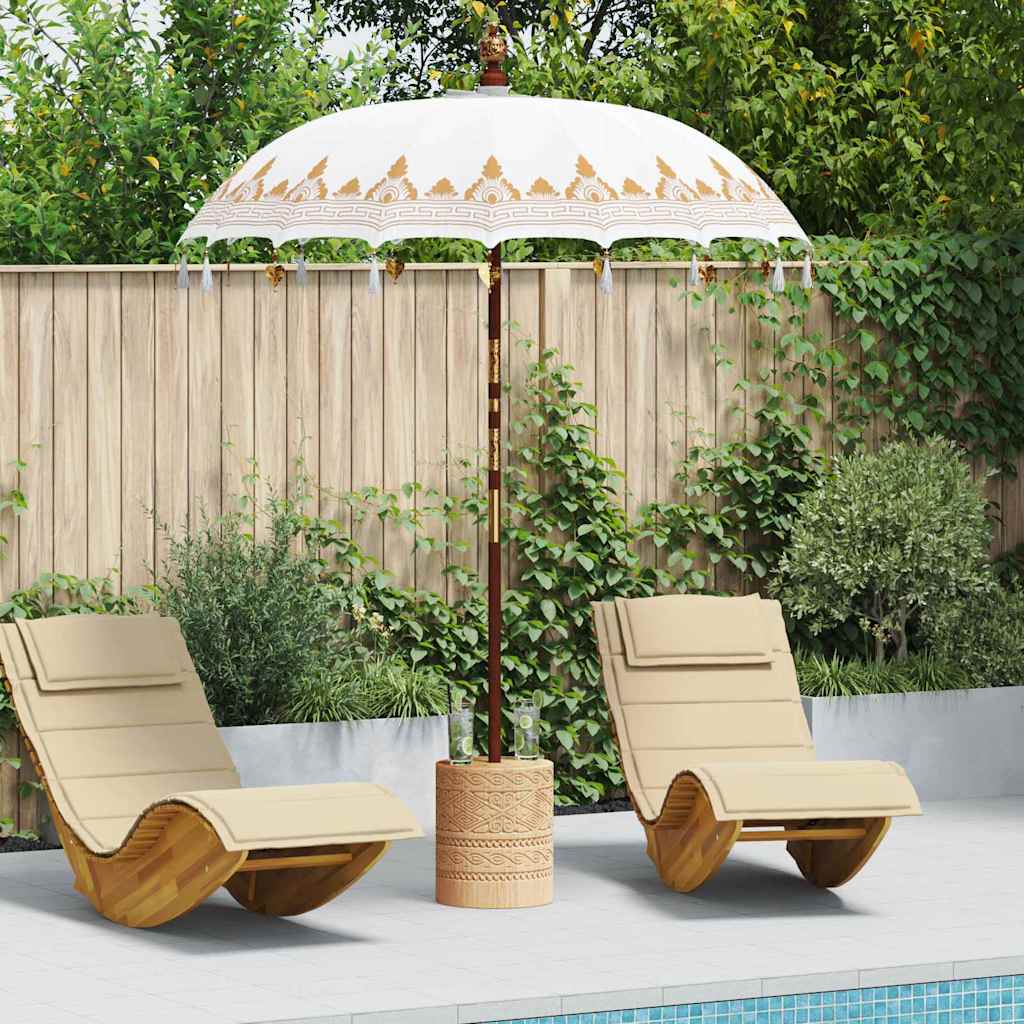 Balinesisk parasol - creme, rund 185 × 185 × 260 cm