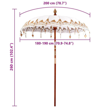 Balinesisk Parasol Creme 185 x 185 x 260 cm