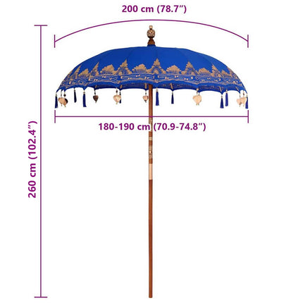 Balinesisk Parasol Blå 185 x 185 x 260 cm