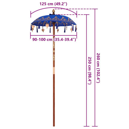Balinesisk Parasol 125 x 125 x 260 cm