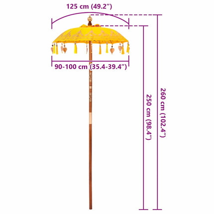 Balinesisk Parasol 125 x 125 x 260 cm