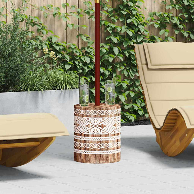 Parasolfod 23 kg Hvidvasket Massivt træ Cylinderformet