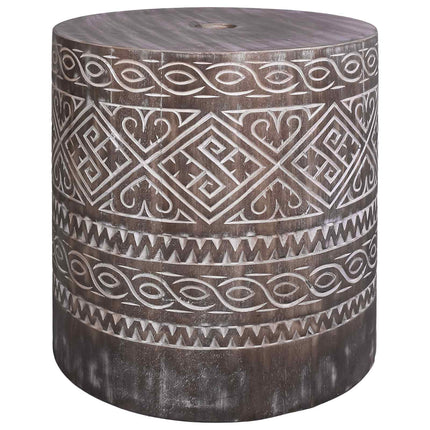 Parasolfod 23 kg Hvidvasket Massivt træ Cylinderformet