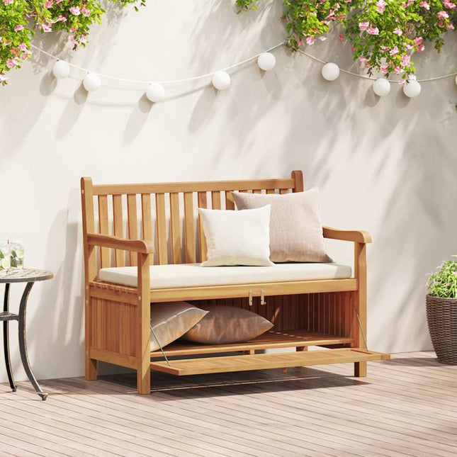 Havebænk med opbevaring med dør 114 x 60 x 90 cm Massiv Teaktræ