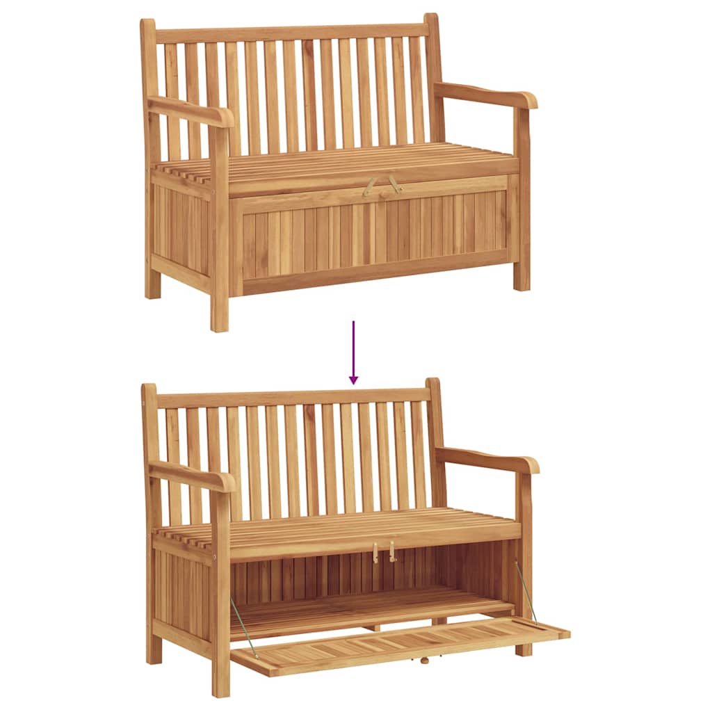 Havebænk med opbevaring med dør 114 x 60 x 90 cm Massiv Teaktræ