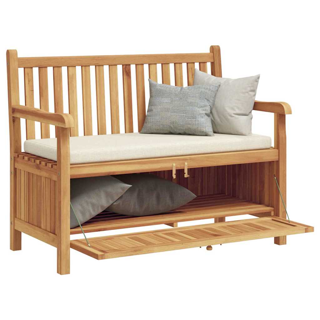 Havebænk med opbevaring med dør 114 x 60 x 90 cm Massiv Teaktræ